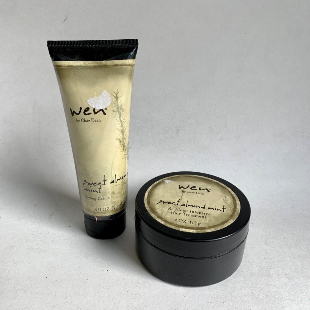Wen Sweet Almond Mint Styling Creme and Re Moist Intensive Hair Treatment USED